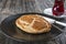 Turkish Pastry Pogaca with Tea / Cay on wooden surface. Traditional Bakery