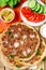 Turkish pizza Lahmajoun Lahmacun with ground beef