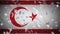 Turkish Republic of Northern Cyprus flag falling snow, New Year and Christmas background, loop