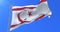 Turkish Republic of Northern Cyprus flag waving at wind with blue sky, loop