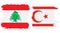 Turkish Republic of Northern Cyprus and Lebanon grunge flags conne