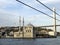 Turkish seascape with beautiful views of Istanbul, Islamic mosque on Bosphorus. Turkey tourist place