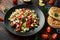 Turkish Shepards Salad with cucumber, tomato, red onion, pepper, parsley pita bread and Feta cheese