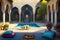 an turkish style hotel with a pool and islammic style architecture generative ai