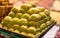 Turkish sweet baklava made of thin pastry, nuts