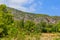 Turkish Taurus Mountains in the Kemer region of Antalya province. Background with copy space