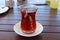 Turkish tea in traditional glass cup.