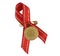 Turkish traditional gold coin with red ribbon.