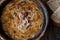 Turkish Traditional Vermicelli Soup in a wooden bowl / Tel sehriye corbasi.