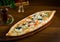 Turkish vegetarian pide with vegetables on wooden table pide with vegetable turkish cuisine