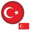 Turkiye Flag Round Shape Vector