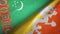 Turkmenistan and Bhutan two flags textile cloth, fabric texture