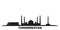 Turkmenistan city skyline isolated vector illustration. Turkmenistan travel black cityscape