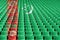 Turkmenistan flag stadium seats. Sports competition concept.