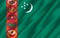 Turkmenistan realistic flag illustration.