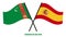 Turkmenistan and Spain Flags Crossed And Waving Flat Style. Official Proportion. Correct Colors