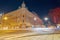 TURKU, FINLAND - January 01, 2021: Night crossroads in Turku, Finland