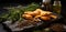 Turmeric Rhizomes on Slate Cutting Boar