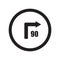 turn with advisory speed sign icon. Trendy turn with advisory