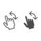 Turn left gesture line and glyph icon. Swipe vector illustration isolated on white. Flick to left outline style design