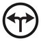 Turn left or right traffic sign line icon