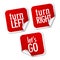 Turn left, Turn right and Let\'s go stickers