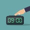 Turn off digital alarm clock flat design vector illustration