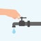 Turn off the water with man s hand isolated on background. Vector flat illustration