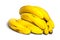 Turn over the ripe yellow bananas on white background