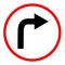 Turn right sign on white background. turn right symbol. flat sty