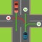 Turn Rules on Four-Way Intersection Vector Diagram