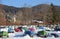 Turned row boats in winter, schliersee village, bavaria
