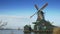 Turning windmill at the Zaanse Schans. Holland 4K