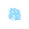 Turnkey house, construction estimate flat vector icon. Filled line style. Blue monochrome design. Editable stroke