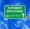 TURNKEY SOLUTION road sign against clear blue sky