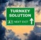 TURNKEY SOLUTION road sign against clear blue sky