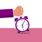 Turns off alarm clock. Vector illustration flat design