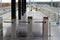 Turnstiles at the entrance to a platform, light rail system in Antalya, Turkey