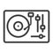 Turntable line icon, music and instrument
