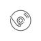 Turntable line icon. Phonograph or record player and pikap with music or sound