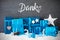 Turquois Gift, Snow, Danke Means Thank You, Christmas Decoration