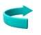 Turquoise 3d half circle arrow up direction. Sign or icon for web button and interface and navigation design