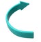 Turquoise 3d half circle arrow up direction. Sign or icon for web button and interface and navigation design