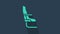 Turquoise Airplane seat icon isolated on blue background. 4K Video motion graphic animation