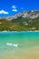 Turquoise alpine lake among the high mountains.