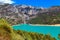 Turquoise alpine lake among the high mountains.