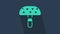 Turquoise Amanita muscaria or fly agaric hallucinogenic toadstool mushroom icon isolated on blue background. Spotted
