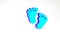 Turquoise Baby footprints icon isolated on white background. Baby feet sign. Minimalism concept. 3d illustration 3D