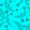 Turquoise background with fractal inspired line branch patterns, seamless vector background,