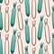 Turquoise and black outline style neckties seamless pattern on beige background